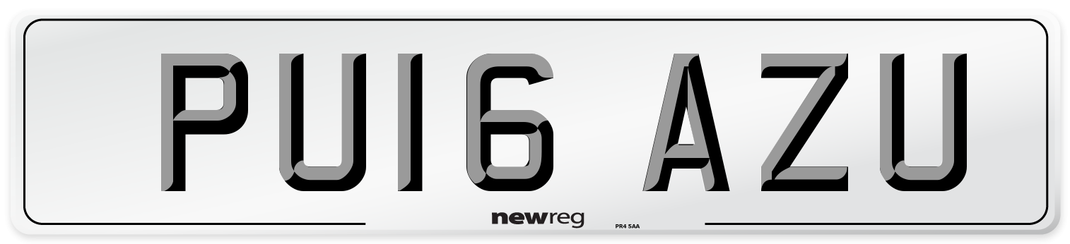 PU16 AZU Number Plate from New Reg